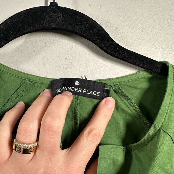 Tuckernuck Pomander Place ballon lantern sleeve green Maisie poplin tunic mini s - Picture 5 of 12